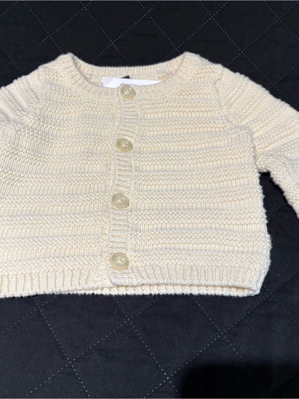 BabyGap cream 0-3M button-front cable knit cardigan